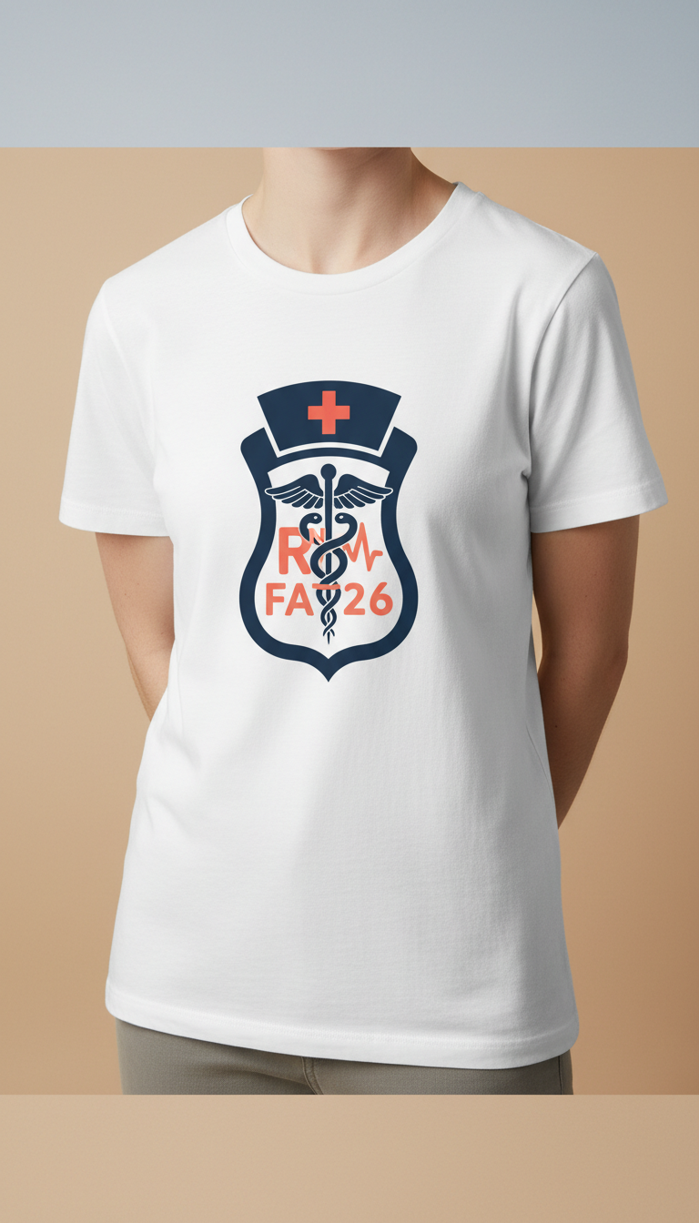 Nurse Badge Motif White Unisex Tee