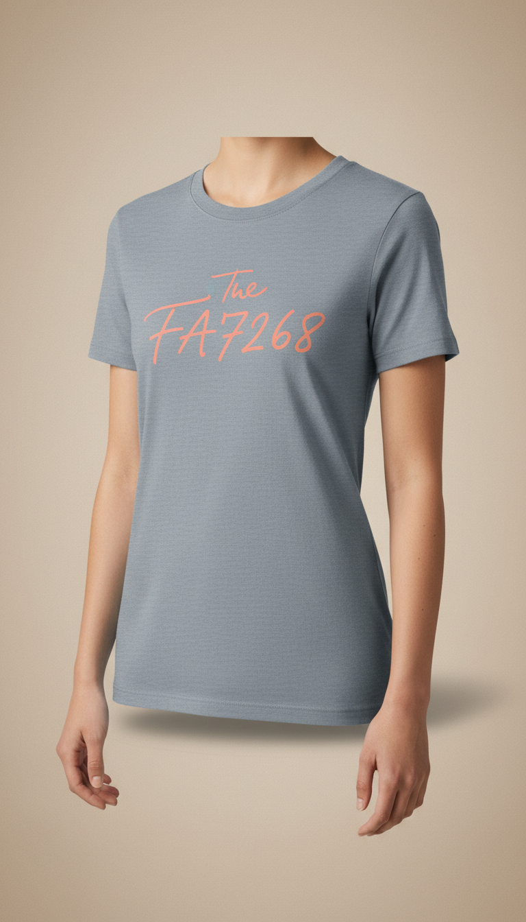 Soft Grey Coral Script Fitted Tee