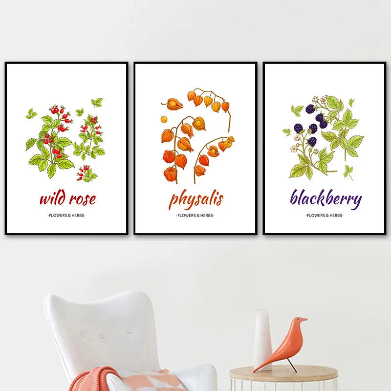 Botanical Herb Art Canvas Painting Print And Poster nordic Flowers Herbs Wall Pictures Kitchen Room Decor Home Decoration