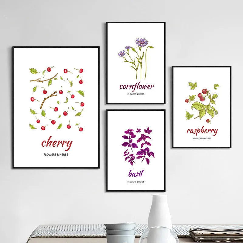 Botanical Herb Art Canvas Painting Print And Poster nordic Flowers Herbs Wall Pictures Kitchen Room Decor Home Decoration