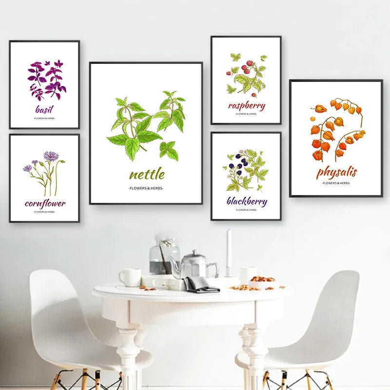 Botanical Herb Art Canvas Painting Print And Poster nordic Flowers Herbs Wall Pictures Kitchen Room Decor Home Decoration