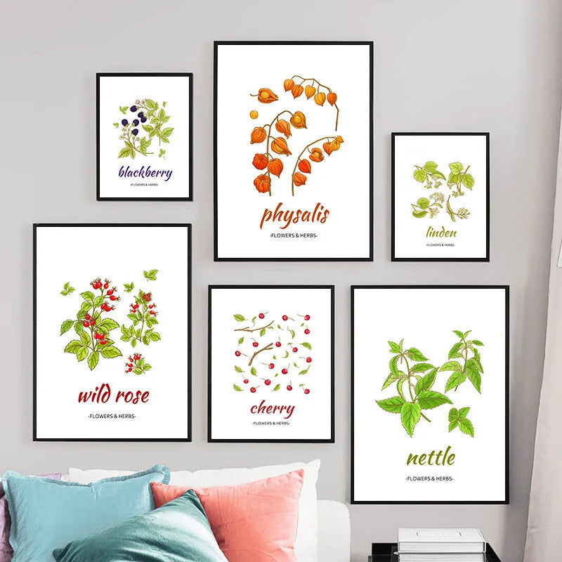 Botanical Herb Art Canvas Painting Print And Poster nordic Flowers Herbs Wall Pictures Kitchen Room Decor Home Decoration