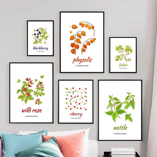 Botanical Herb Art Canvas Painting Print And Poster nordic Flowers Herbs Wall Pictures Kitchen Room Decor Home Decoration