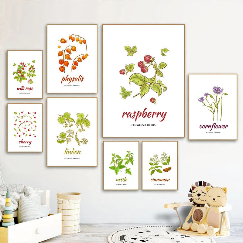 Botanical Herb Art Canvas Painting Print And Poster nordic Flowers Herbs Wall Pictures Kitchen Room Decor Home Decoration