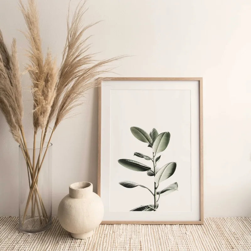 Modern Botanical Farmhouse Print Wall Art Eucalyptus Olive Branch Palm Leaves Neutral Nature Photography Living Room Home Decor