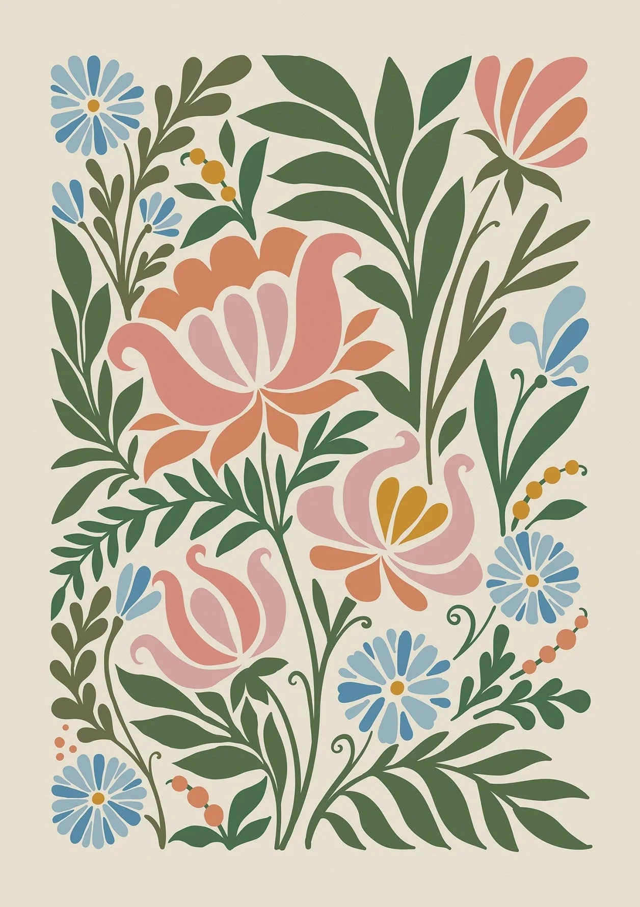 Vintage Boho Flower Art Poster Botanical Wall Art Print Picture Abstract Canvas Painting for Living Room Home Decoration