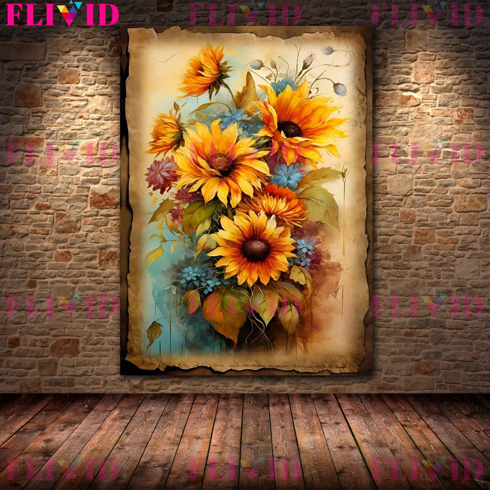 Botanical Junk Journal,Shabby Floral Art Poster And Print,Botanical Garden Vintage Wall Art Canvas Painting,Home Decor Unframed
