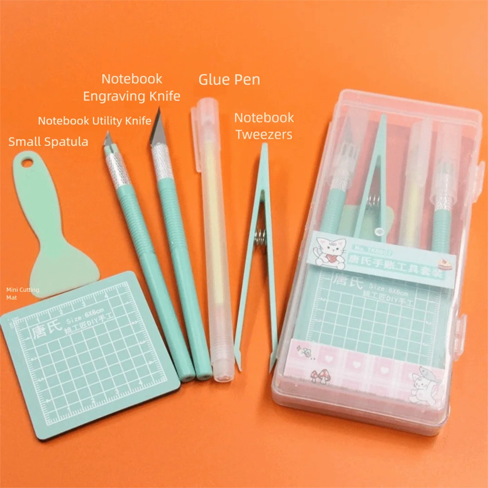 5pcs/Set DIY Scrapbook Tool Set Tweezers Pens Non-Slip Mats Art Cutting Tools Kit Paper Crafting Carving Craft Paper Pen