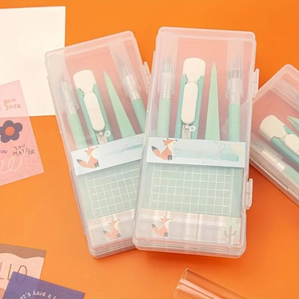 5pcs/Set DIY Scrapbook Tool Set Tweezers Pens Non-Slip Mats Art Cutting Tools Kit Paper Crafting Carving Craft Paper Pen