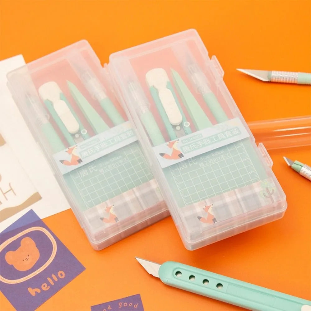 5pcs/Set DIY Scrapbook Tool Set Tweezers Pens Non-Slip Mats Art Cutting Tools Kit Paper Crafting Carving Craft Paper Pen