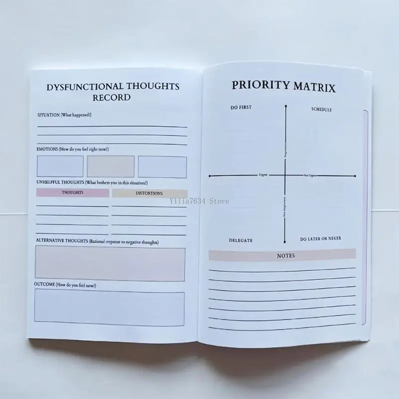 Therapeutic Activity Journal Monthly Planner Mental Health Guided Notebook