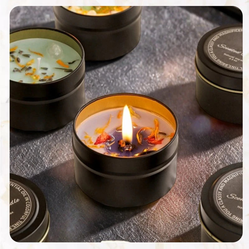 Crystal scented candles, high-end iron cans, soy wax, dried floral scented candles, wholesale scented candles, hand held gifts