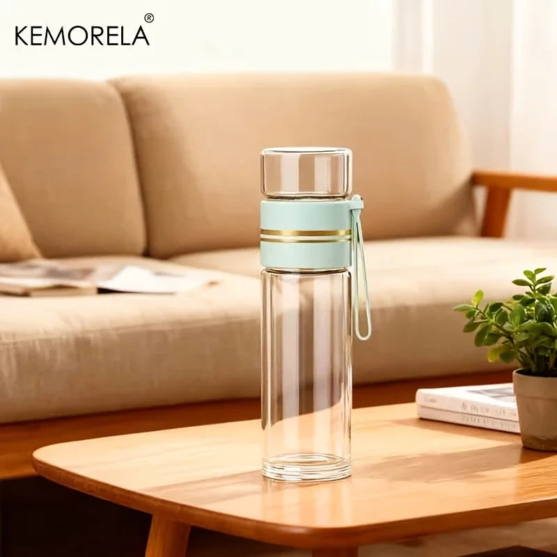 1PCS 520Ml Portable Glass Tea Infuser Double-Walled Borosilicate Glass Tea Mug with Stainless Steel Strainer Ideal for Office