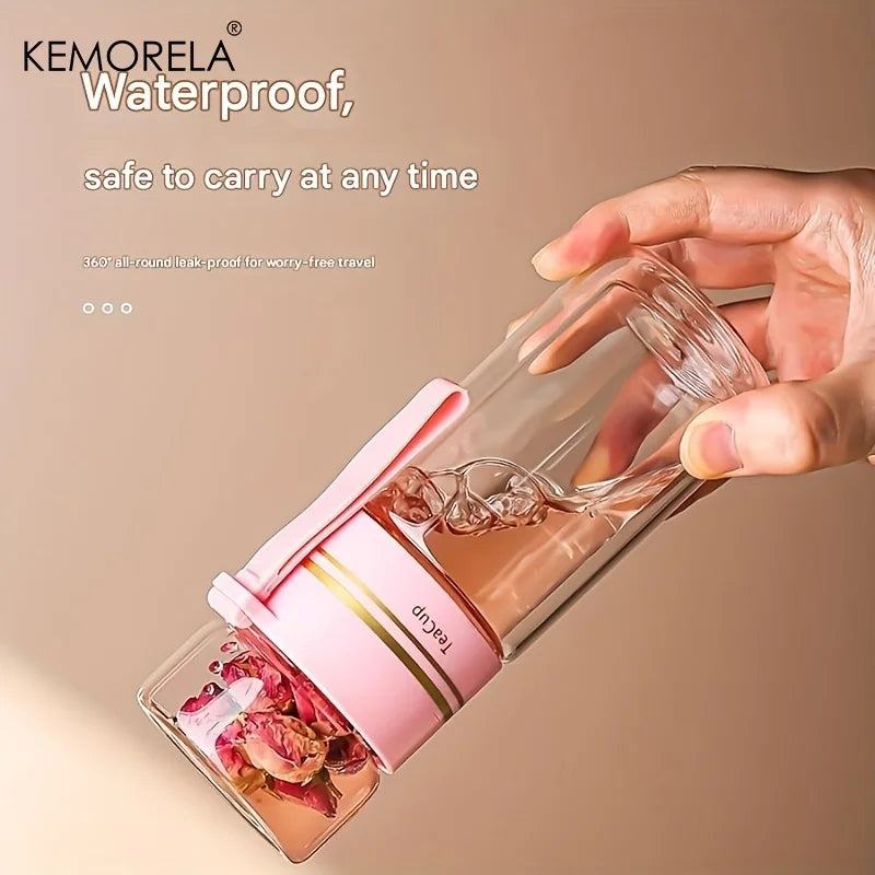 1PCS 520Ml Portable Glass Tea Infuser Double-Walled Borosilicate Glass Tea Mug with Stainless Steel Strainer Ideal for Office