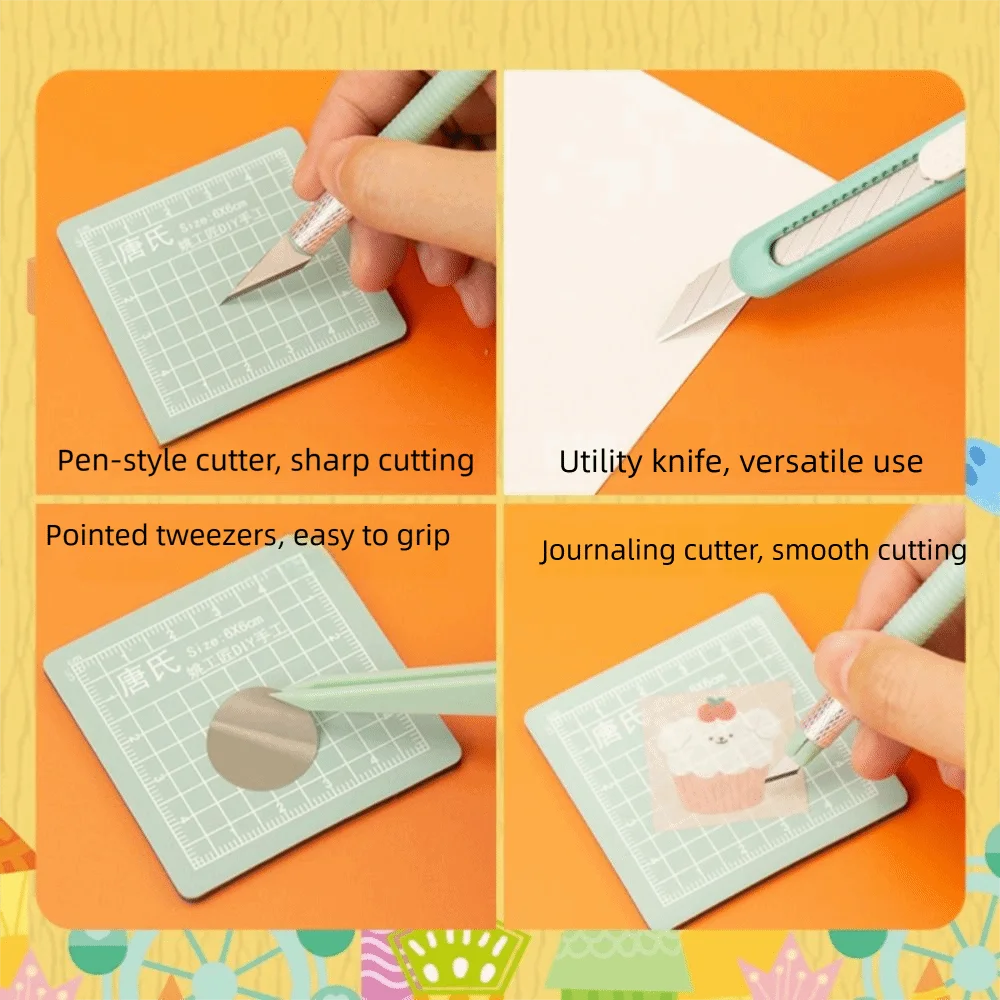 5pcs/Set DIY Scrapbook Tool Set Tweezers Pens Non-Slip Mats Art Cutting Tools Kit Paper Crafting Carving Craft Paper Pen