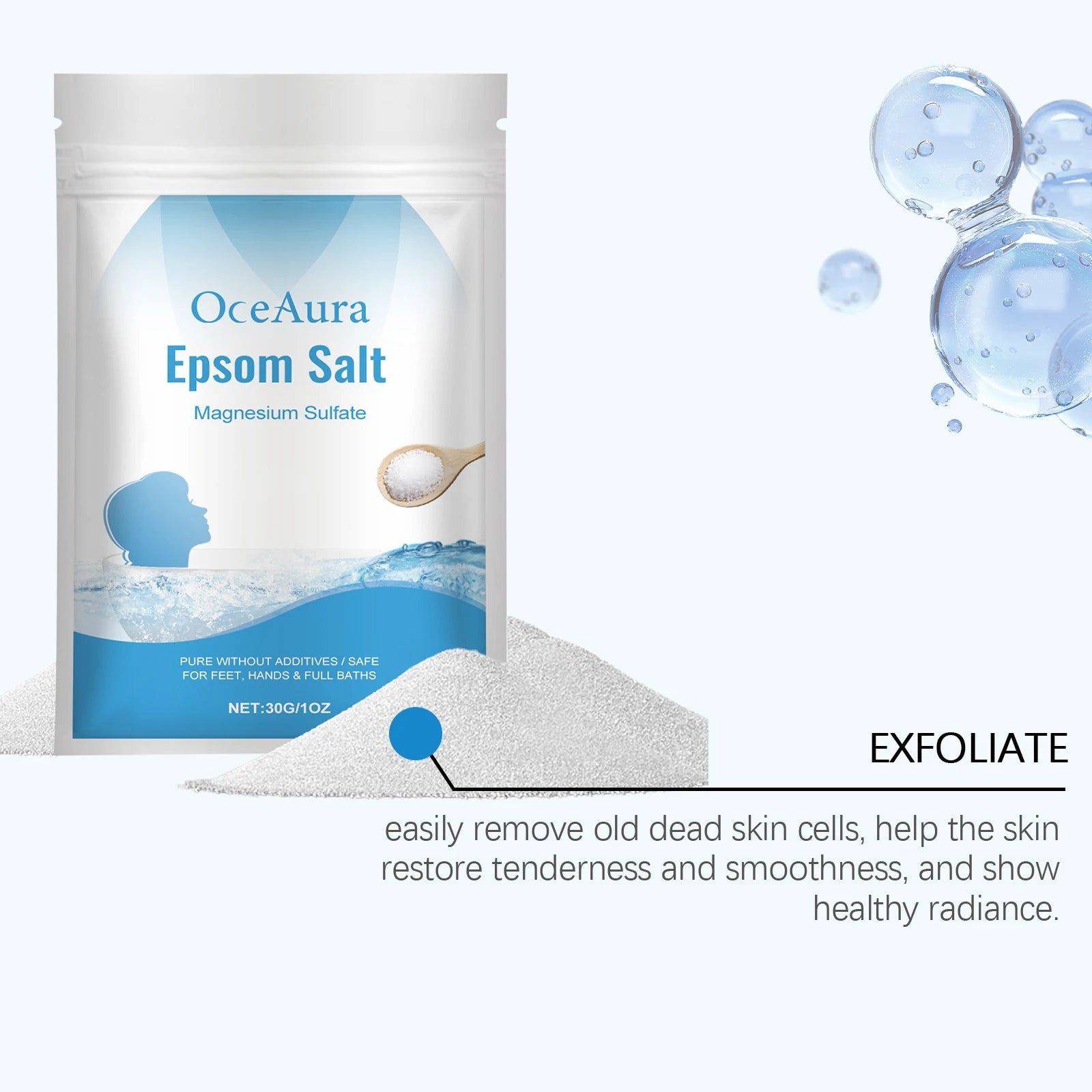 Epsom Salt with Bubbles for Bath Magnesium Sulfate Bath Crystals for Muscle Recovery&Relaxation Relief Moisturizing Exfoliating
