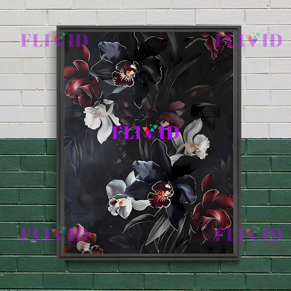 Floral Bouquet Art Print Lush Colorful Flowers Vintage Wall Art Canvas Painting, Abstract Art Poster Print Chic Botanical Decor