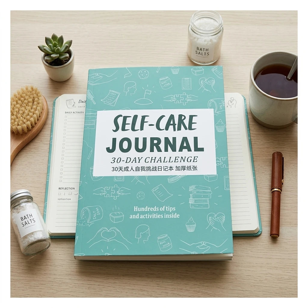 Thick Woodfree Paper Self Care Journal, 30 Day Guided Challenge Diary With Daily Prompts, Personal Growth Habit Tracker