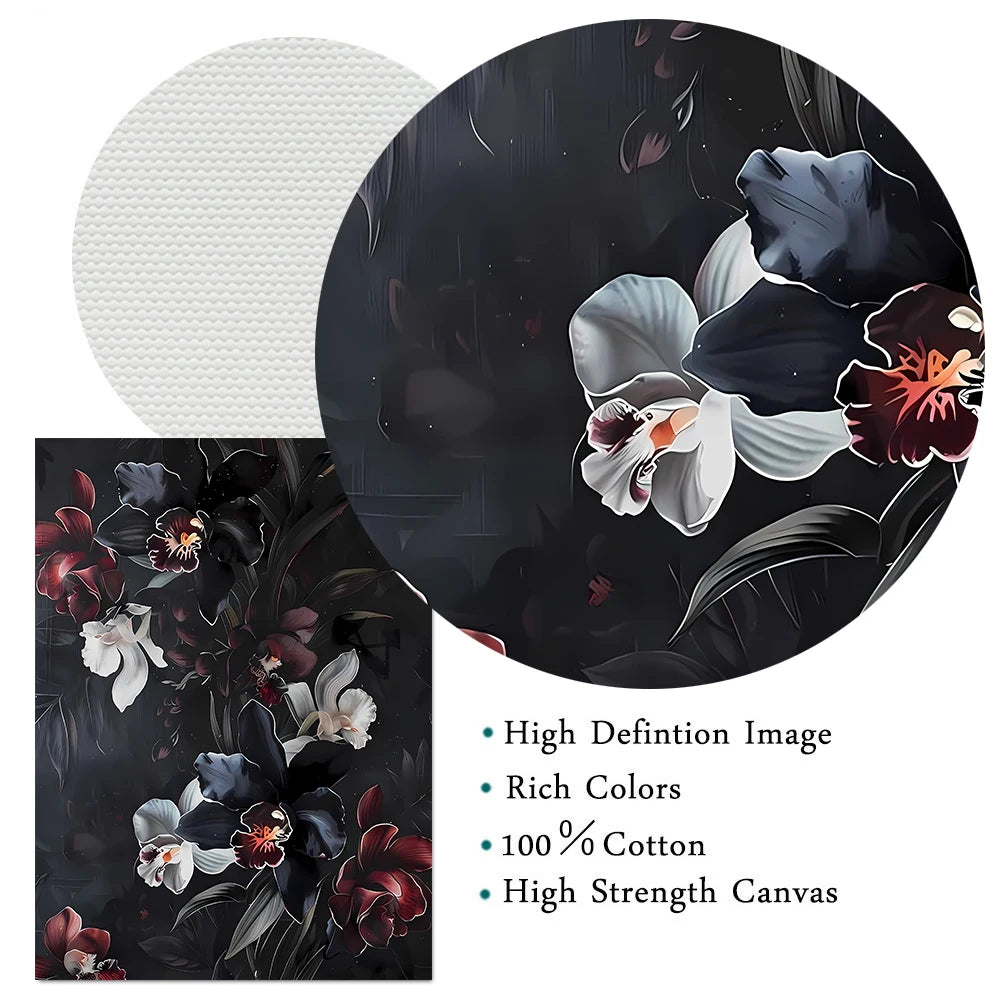 Floral Bouquet Art Print Lush Colorful Flowers Vintage Wall Art Canvas Painting, Abstract Art Poster Print Chic Botanical Decor