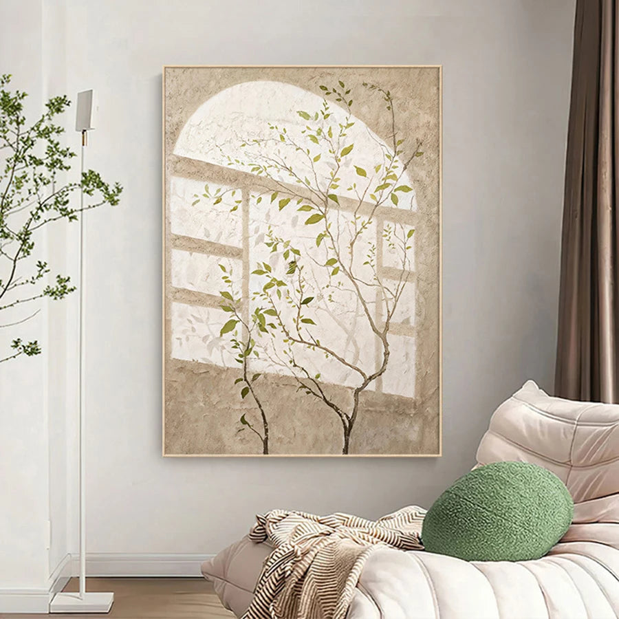 Elegant Japanese Botanical Canvas Art - Modern Minimalist Light And Shadow Wall Decor, Frameless, Suitable For Living Room, Bed