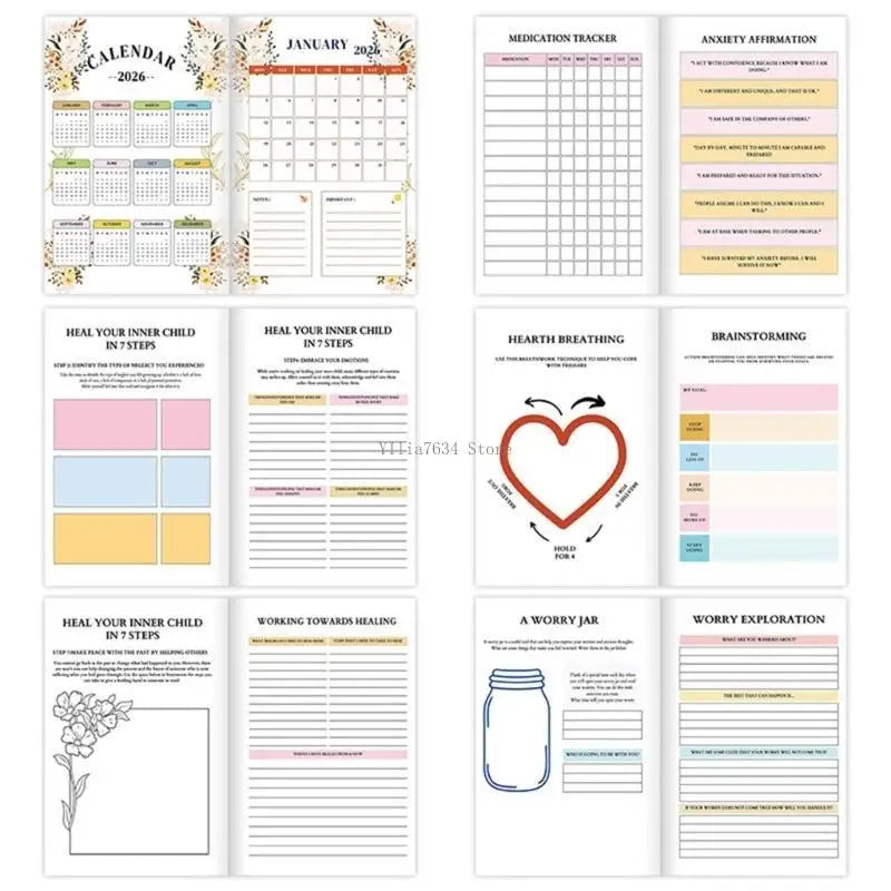 Therapeutic Activity Journal Monthly Planner Mental Health Guided Notebook