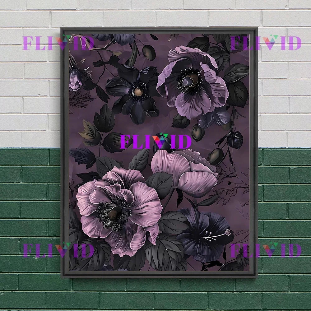 Floral Bouquet Art Print Lush Colorful Flowers Vintage Wall Art Canvas Painting, Abstract Art Poster Print Chic Botanical Decor