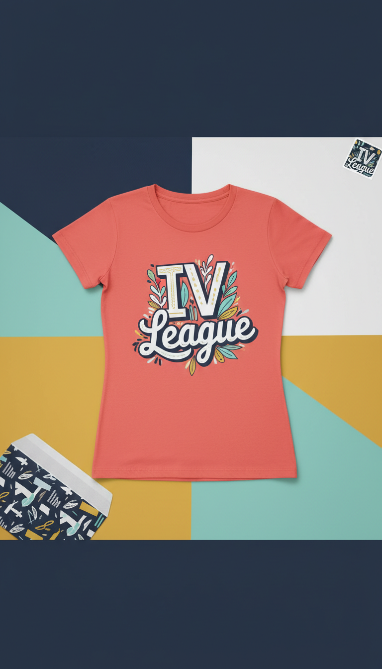 Fitted t-shirt with IV league doodle print